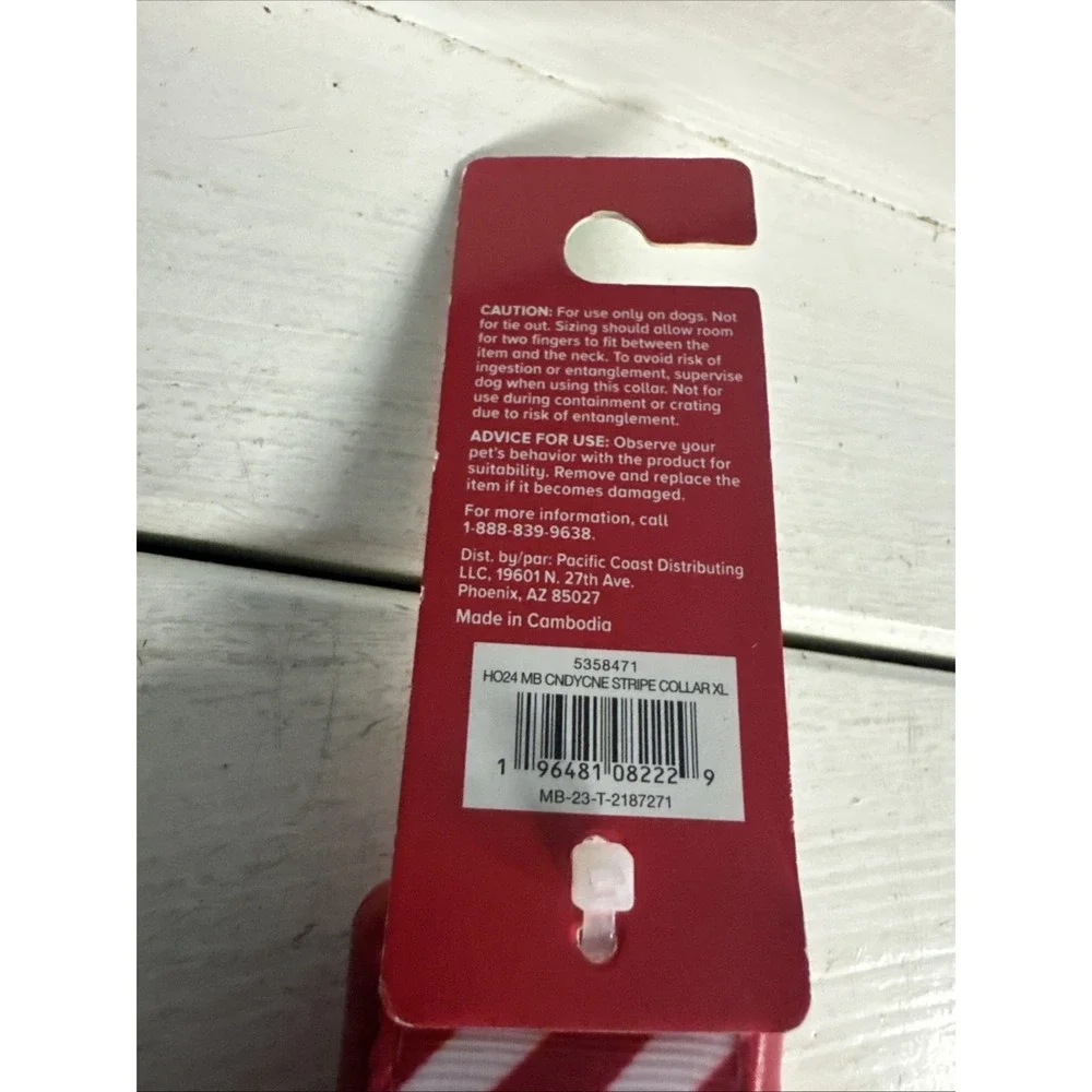 Marry & Bright Holiday‎ Dog Collar Red Strip Candy Cane XL Extra Large